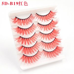 Color Faux Mink Lashes 5DB19 RED